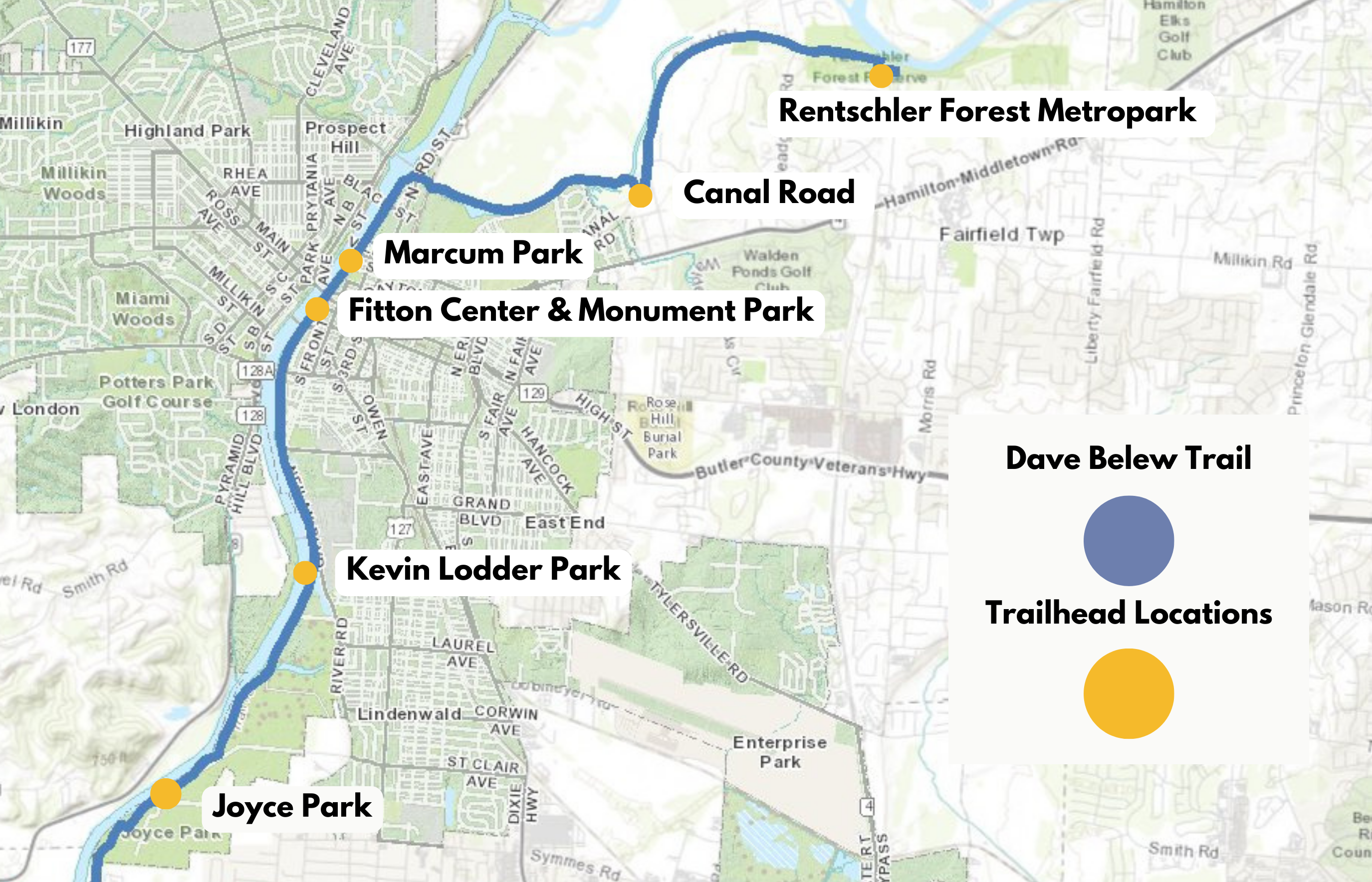 Trailhead locations map